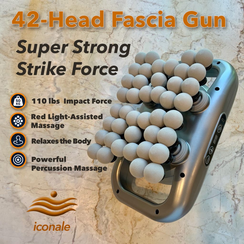 42 Head Fascia Gun - Deep Tissue Red Light Percussion Massager - Iconale.com