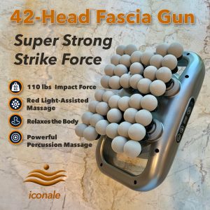 42 Head Fascia Gun - Deep Tissue Red Light Percussion Massager - Iconale.com